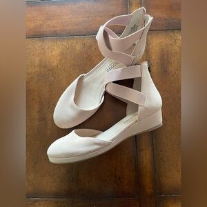 New Nwob Blondo Cathy Pink Suede Nubuck Wedge Ankle Strap Shoes Sz 9 Waterproof